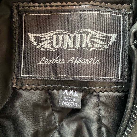 Unik Black Leather Jacket with Fringe and rose Design women’s size XXL - Picture 2 of 16